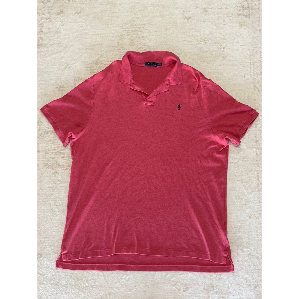 Polo Ralph Lauren Mens XXL Pink Heather Cotton Short Sleeve Polo Shirt Pony Logo